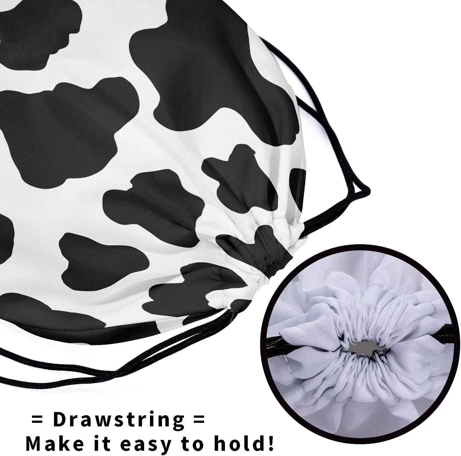 Nerxy Cow Grip Bag for Gymnasts - Black White Grip Bags for Gymnastics Aesthetic Farm Animal Gym Bags Drawstring Storage Bags Spot Gym Pouch Bags