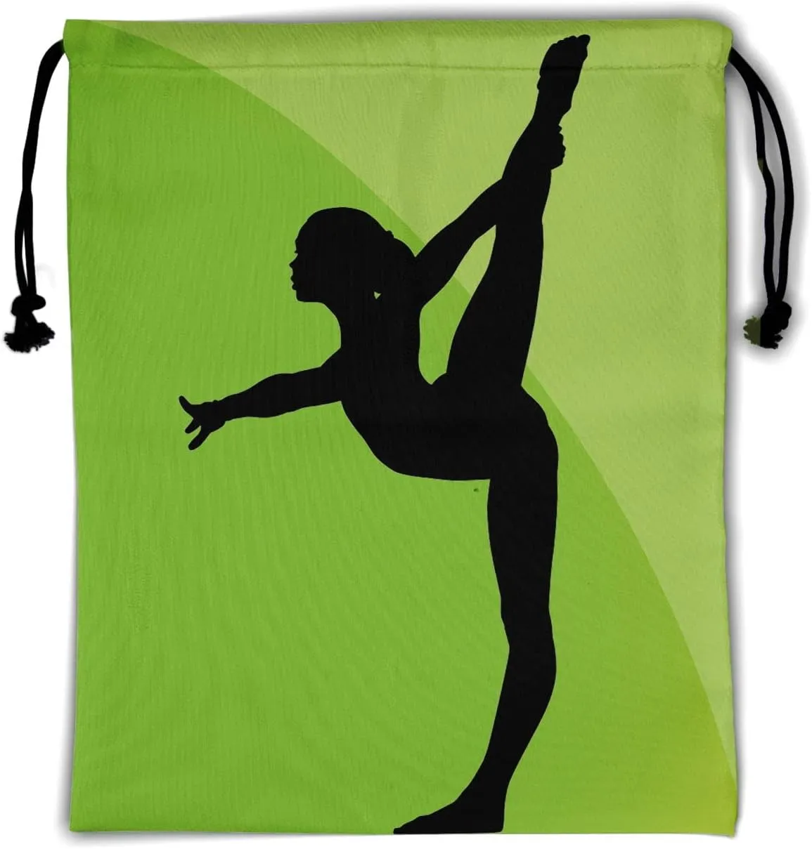 Nerxy Green Grip Bag for Gymnastics - Exercises Silhouette Gymnasts Gym Bag Drawstring Storage Bags Pouch Shoe Bags Adjustable Polyester Towel Bag