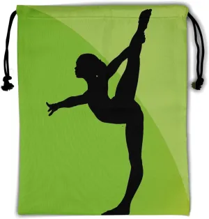 Nerxy Green Grip Bag for Gymnastics - Exercises Silhouette Gymnasts Gym Bag Drawstring Storage Bags Pouch Shoe Bags Adjustable Polyester Towel Bag