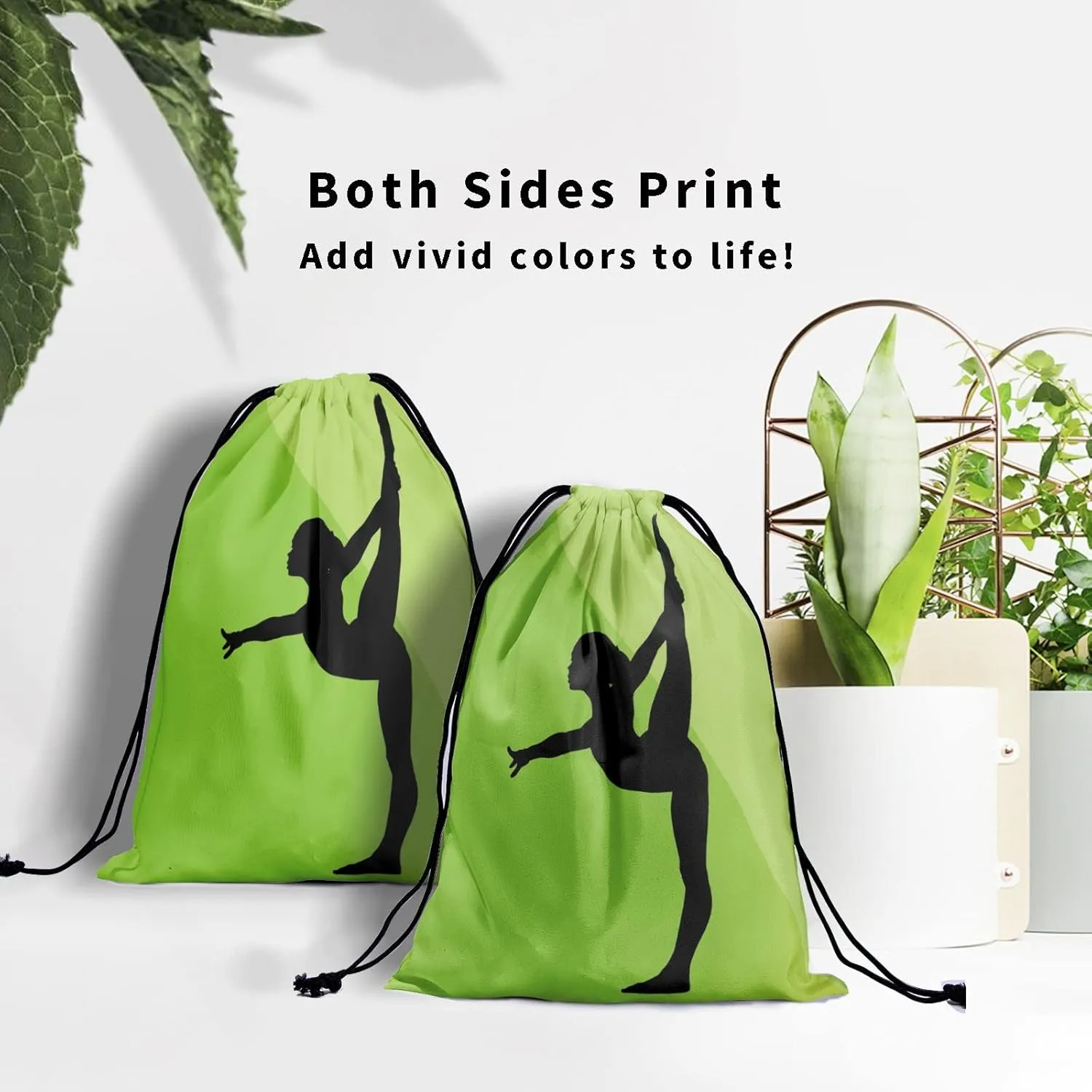 Nerxy Green Grip Bag for Gymnastics - Exercises Silhouette Gymnasts Gym Bag Drawstring Storage Bags Pouch Shoe Bags Adjustable Polyester Towel Bag