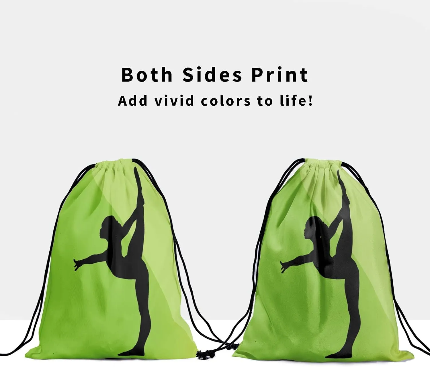 Nerxy Green Grip Bag for Gymnastics - Exercises Silhouette Gymnasts Gym Bag Drawstring Storage Bags Pouch Shoe Bags Adjustable Polyester Towel Bag