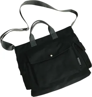 New Canvas Solid Color Simple Fashion One Shoulder Messenger Bag Bag for Men Shoulder Bags (Black, One Size)