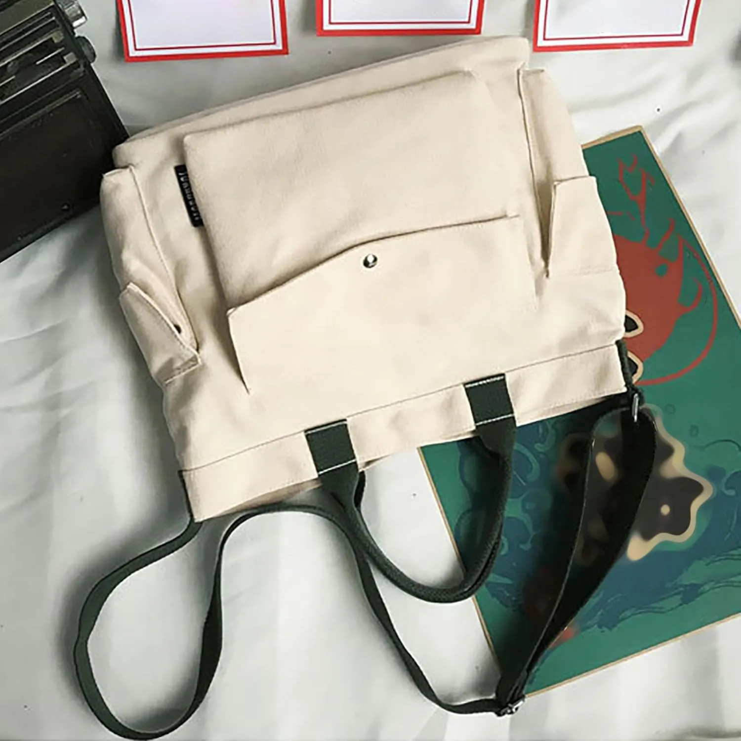 New Canvas Solid Color Simple Fashion One Shoulder Messenger Bag Bag for Men Shoulder Bags (Black, One Size)