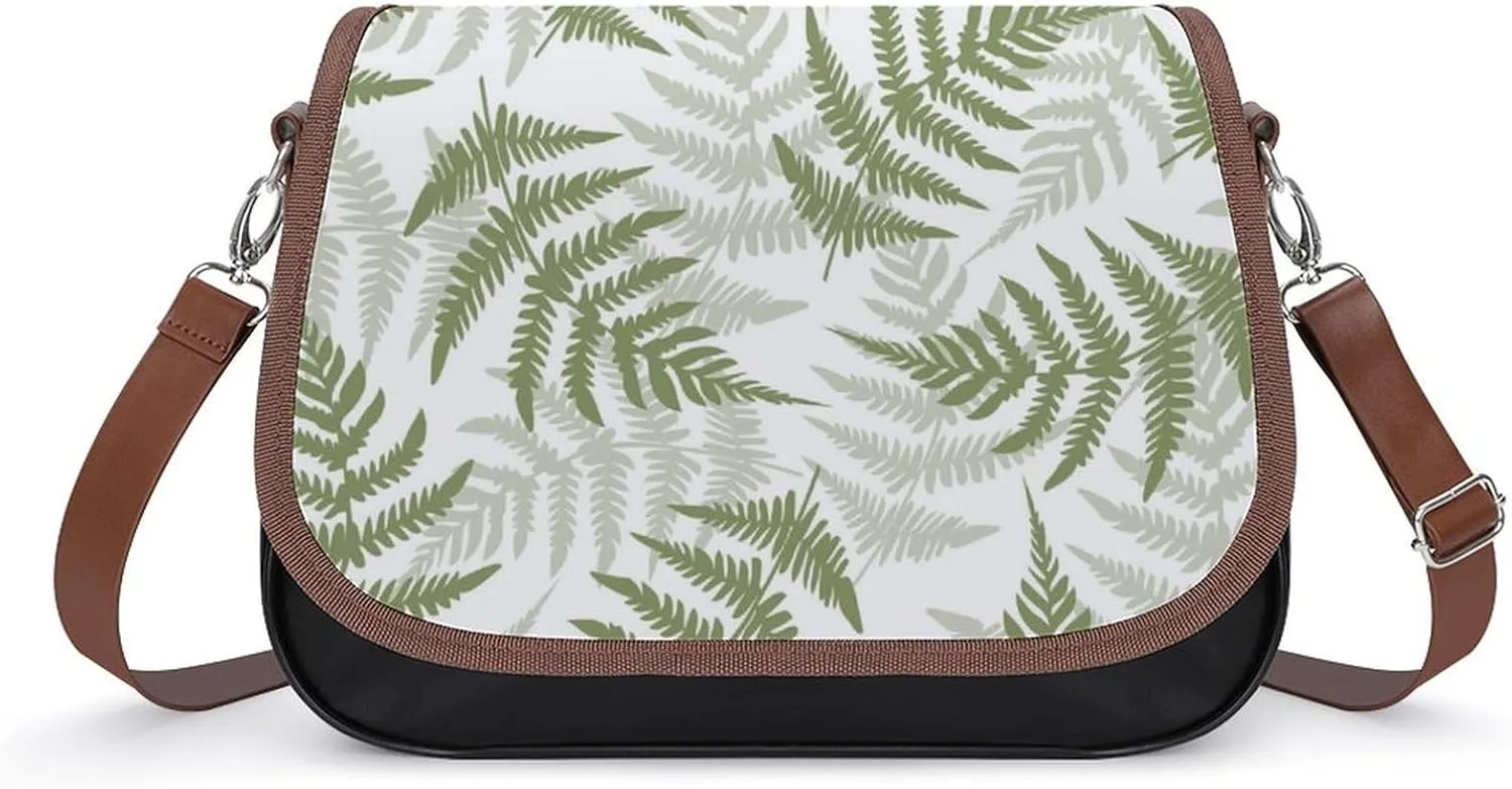 New Zealand Maori Fern Trendy Crossbody Bags Purses for Women Casual Shoulder Handbags with Adjustable Wide Strap