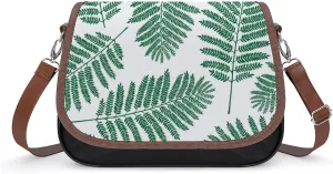 New Zealand Maori Fern Women's Crossbody Bag Leather Medium Shoulder Handbag Fashion Tote Purse with Adjustable Strap