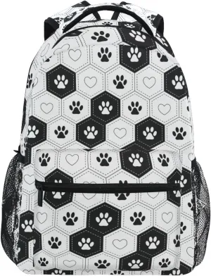 Nisza Footprints Hexagonal Grid Pattern School Backpack Boys Girls Kids Adjustable Strap Travel Bookbag 17in