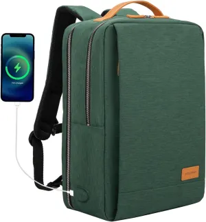 NOBLEMAN Travel Laptop Backpack Women Men, Luxury Durable Scratch Tear Resistant Work Backpack with USB Charging Port, Multi-Compartment College Business Backpack Fits 17 Inch Laptop (Dark Green)