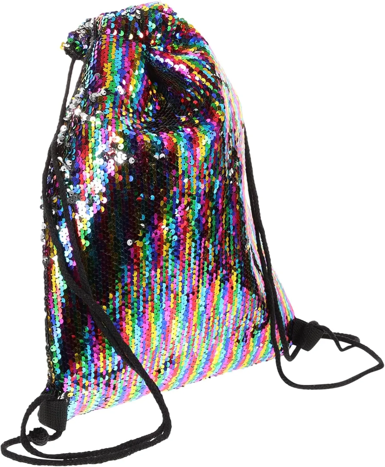 NOLITOY Sequin Mermaid Backpack Drawstring Shoulder Bag Stylish Sports Bag for Gym Shopping Hiking