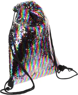 NOLITOY Sequin Mermaid Backpack Drawstring Shoulder Bag Stylish Sports Bag for Gym Shopping Hiking