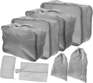NOLITOY Travel-friendly Storage Bag Set 8-piece Packing Cubes for Clothing Undergarments and Footwear Grey