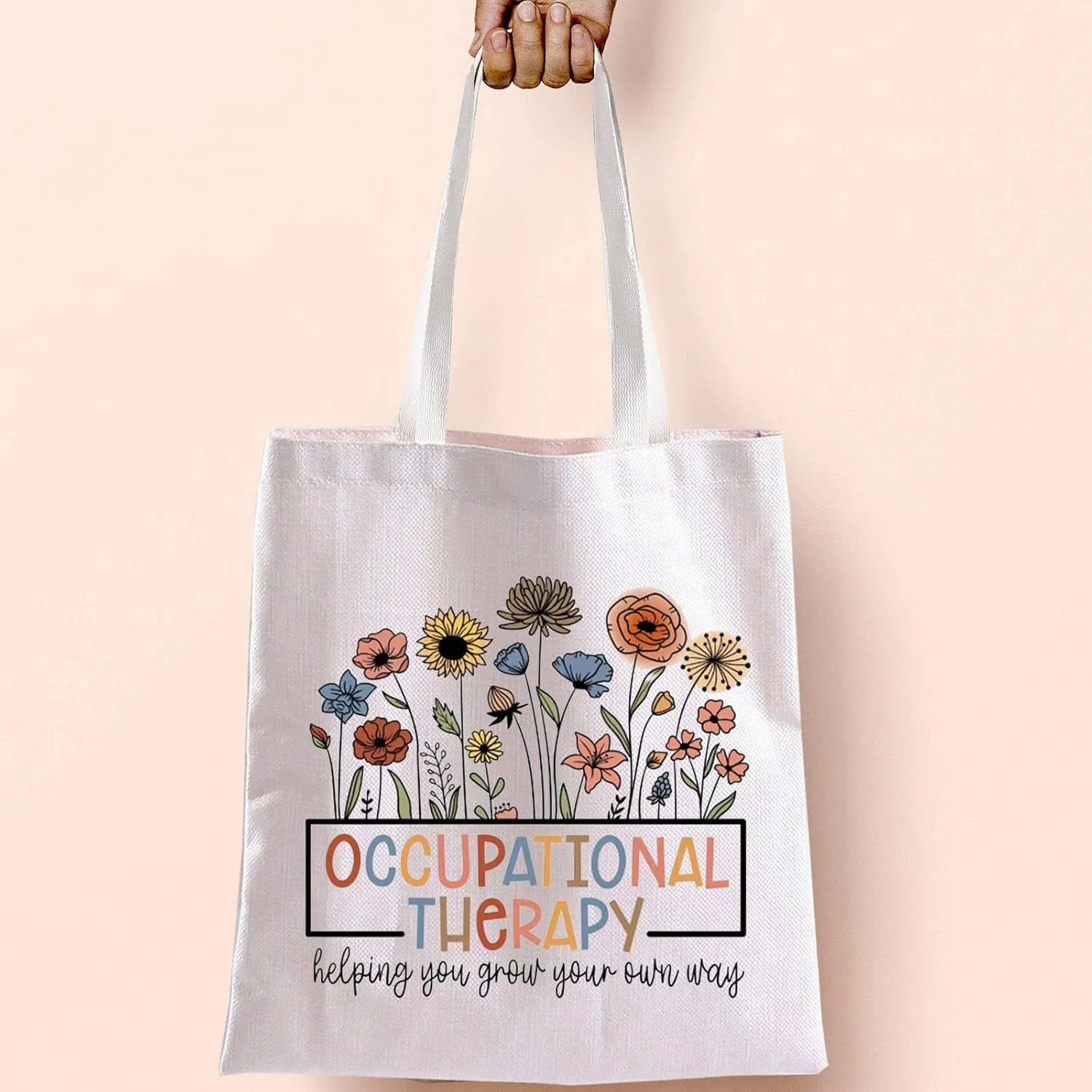 Occupational Therapy Tote Bag Pediatric Occupational Therapist Gift OT Helping You Grow Your Own Way Reusable Shoulder Bag