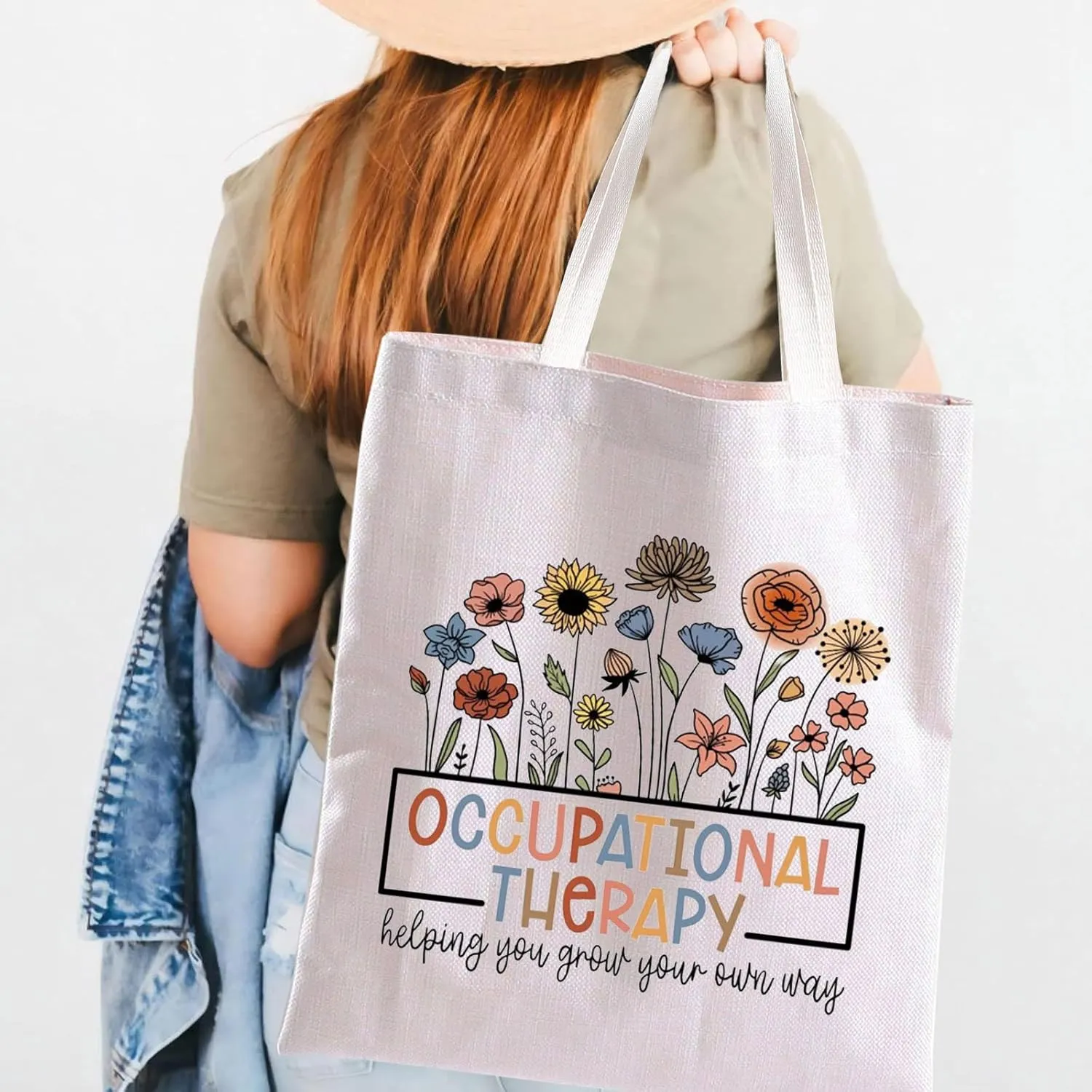 Occupational Therapy Tote Bag Pediatric Occupational Therapist Gift OT Helping You Grow Your Own Way Reusable Shoulder Bag