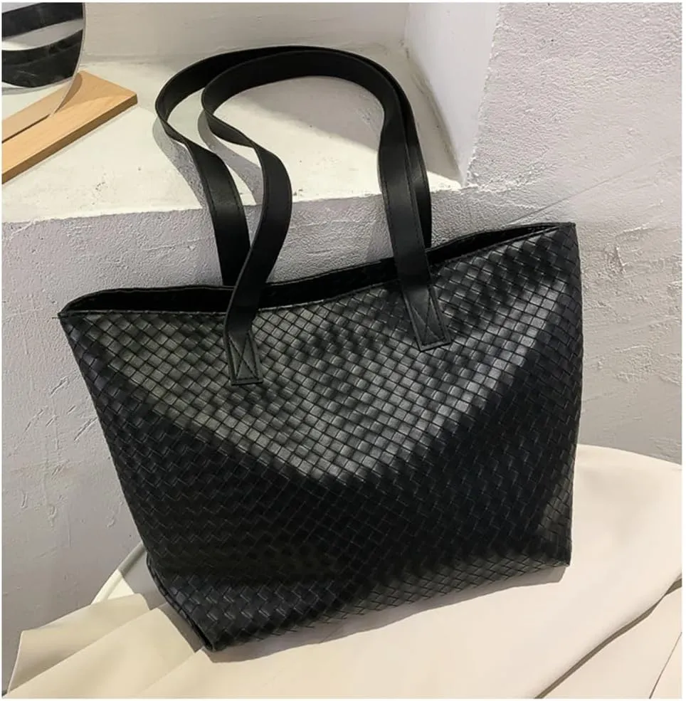 Octwine Black Brown Oversize Leather Tote Women Weekender Bag Shopper Handbag Travel Large Shoulder Bag for Women