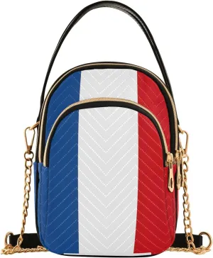 ODAWA rance Flag Small Crossbody Bags for Women Trendy, Triple Compartment Phone Crossbody Bags for Women