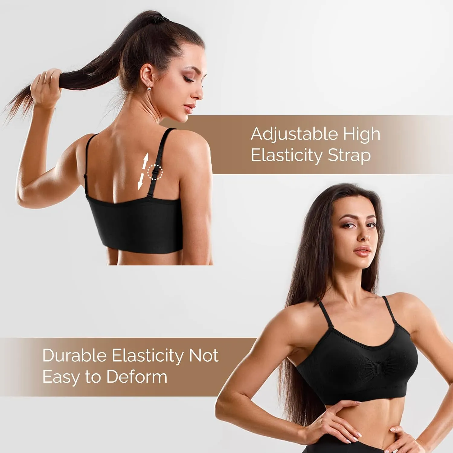 Omisy 4 Pieces V Neck Padded Bralette Cami Bra Wireless Tank Top Sports Bra with Adjustable Straps