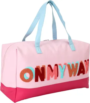 On my way letters duffel bag