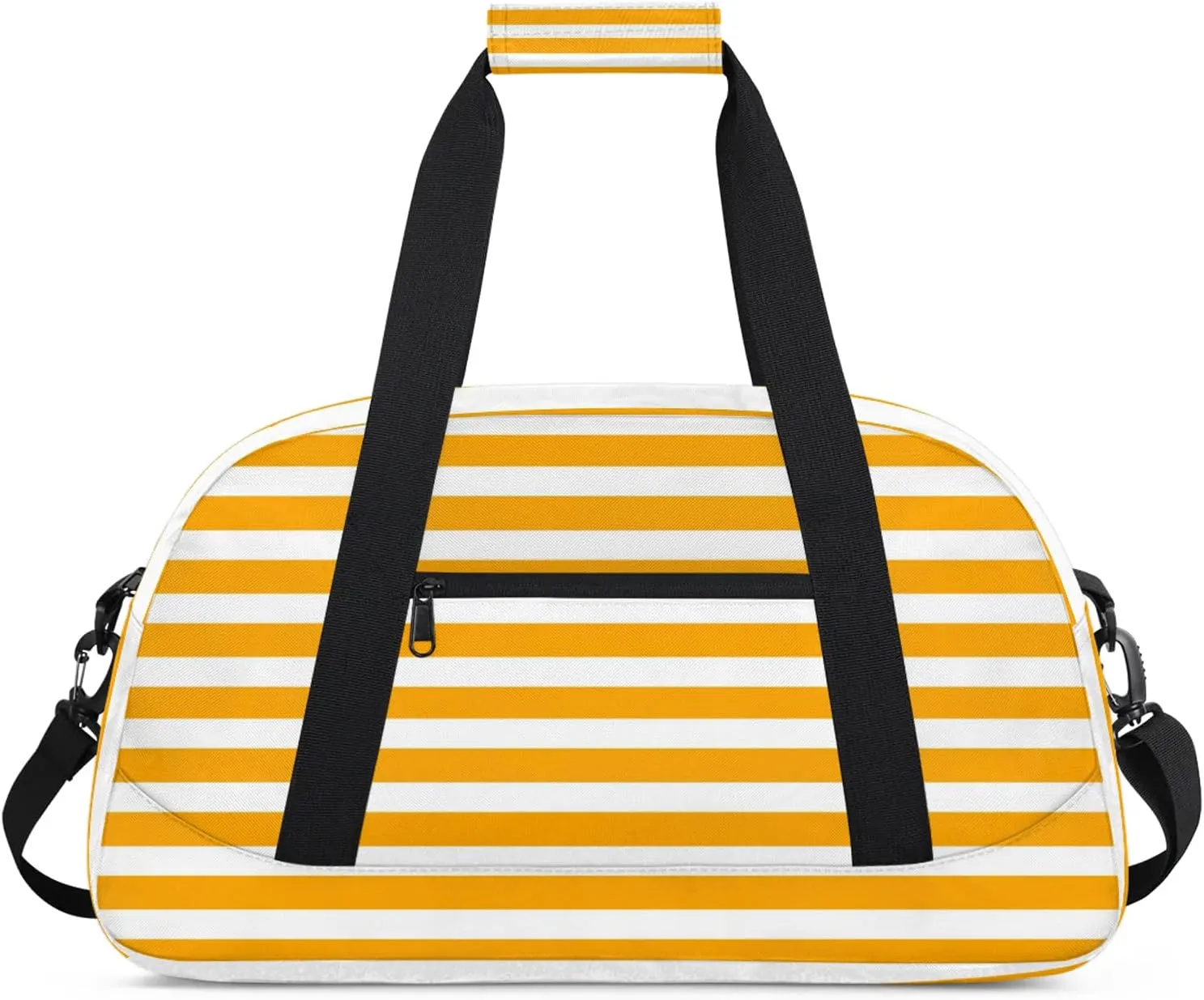 Orange Striped 18 inch Small Gym Bag for Women and Men, Lightweight Carry On Weekender Bag Mini Duffel Bag for Travel Sports Workout