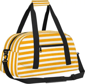 Orange Striped 18 inch Small Gym Bag for Women and Men, Lightweight Carry On Weekender Bag Mini Duffel Bag for Travel Sports Workout