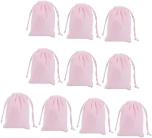 ORFOFE 10pcs Pink Jewelry Pouches Drawstring Bags Burlap Jewelry Present Pouches Reusable and Sustainable 9x7cm for Travel Banquet Storage