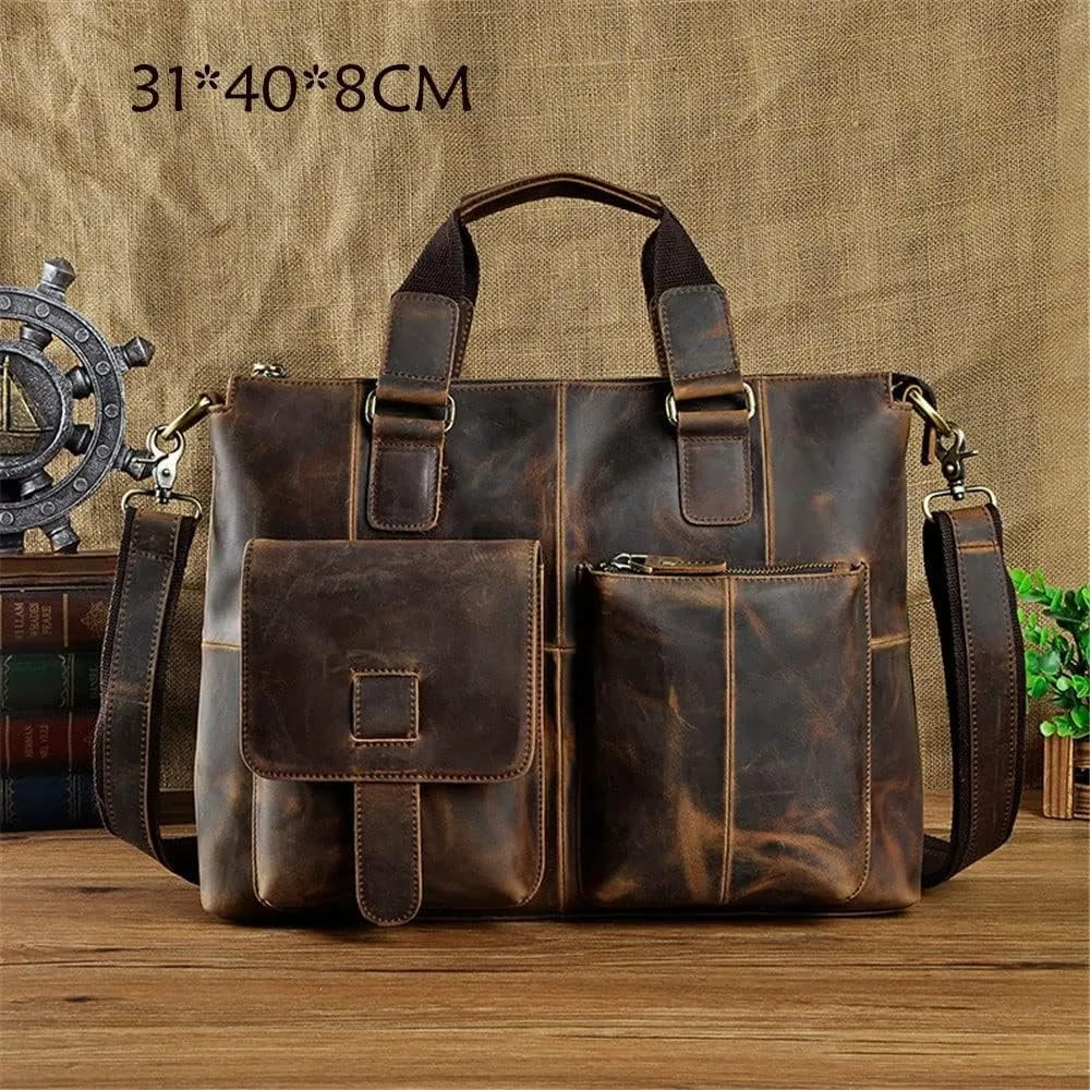 Original Men's Handbag Retro Large Capacity Briefcase Business Computer Bag Diagonal Bag