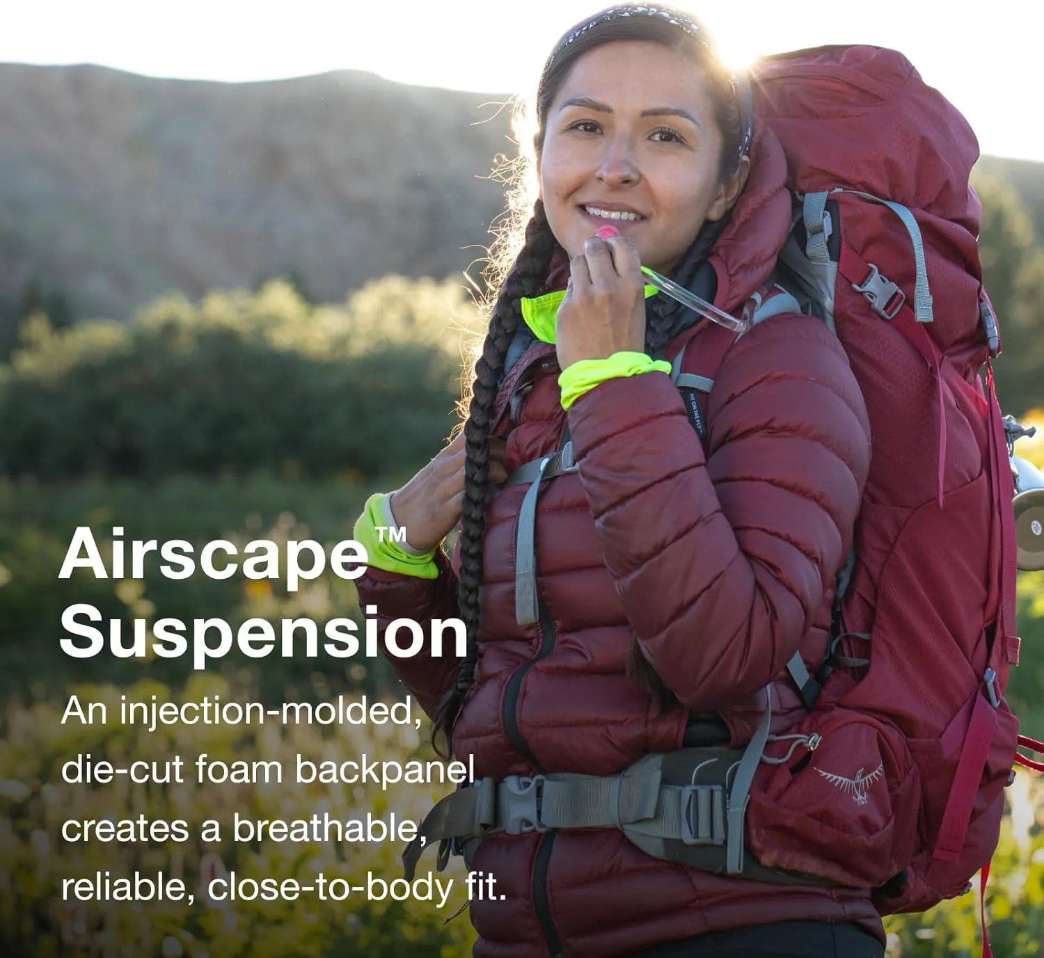 Osprey Ariel 65L Women's Backpacking Backpack, Claret Red, WM/L