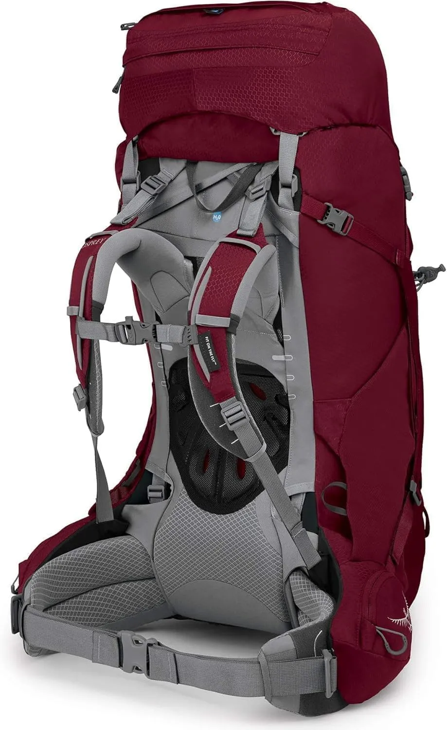 Osprey Ariel 65L Women's Backpacking Backpack, Claret Red, WM/L