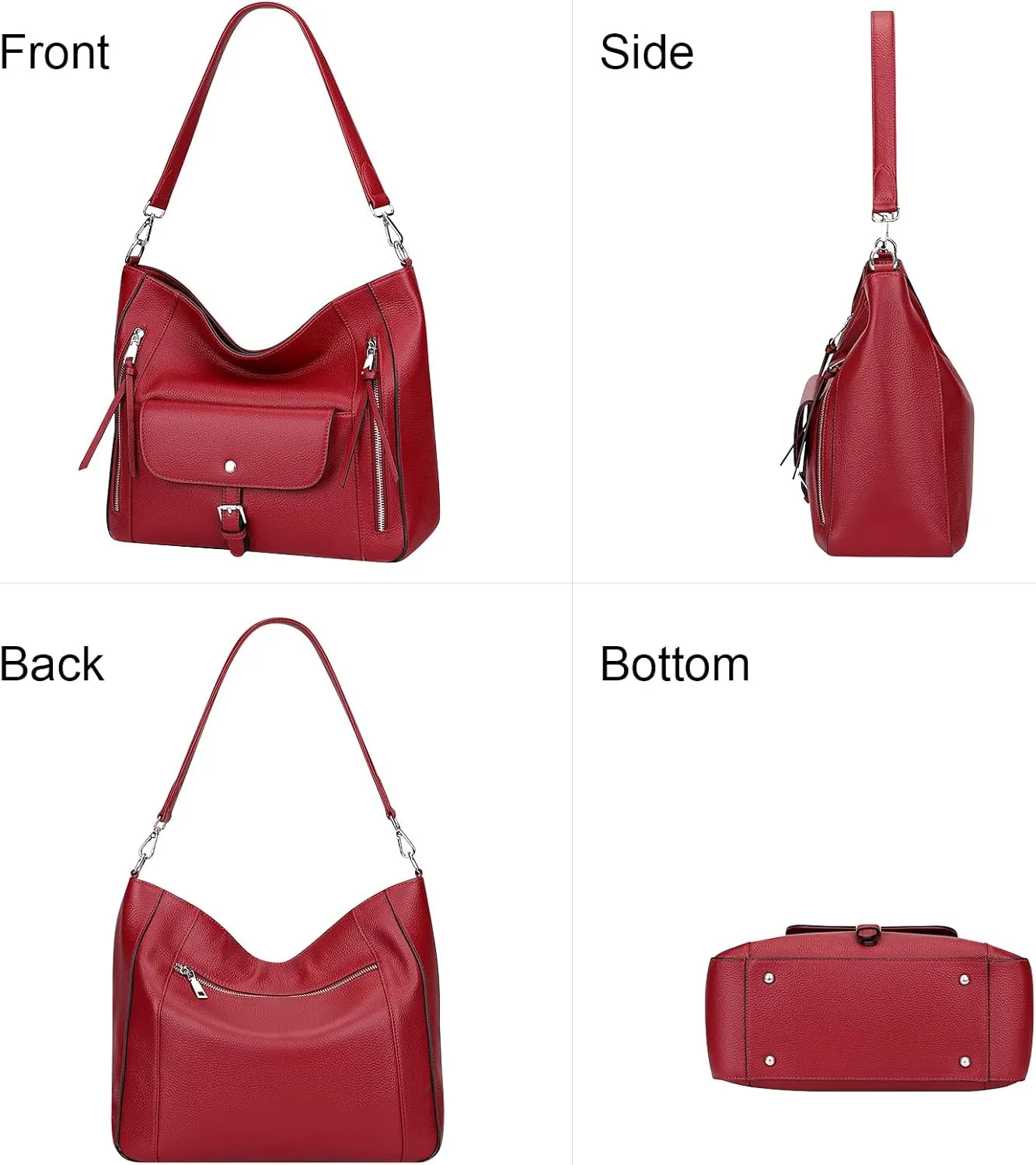 Over Earth Genuine Leather Hobo Bags for Women Soft Large Shoulder Handbags Ladies Classic Work Purses and Handbags