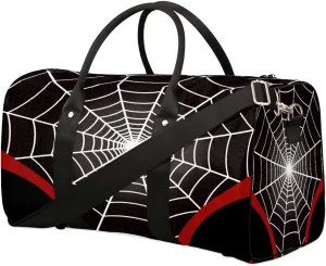 Overnighter Duffel Bags for Boys Men, Waterproof Carry-On Size Black Spider Web Sports Gym Bag for Teens Overnight Travel Weekender Sleepover Tote Bag
