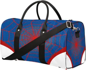 Overnighter Duffel Bags for Boys Men, Waterproof Carry-On Size Blue Spider Web Sports Gym Bag for Teens Overnight Travel Weekender Sleepover Tote Bag