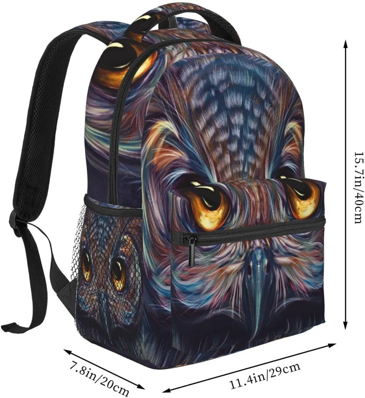 Owl-Colorful-Art-5k-Pt-5120x2880 Backpack Laptop Backpack Sports Travel Shoulder bag Light casual backpack