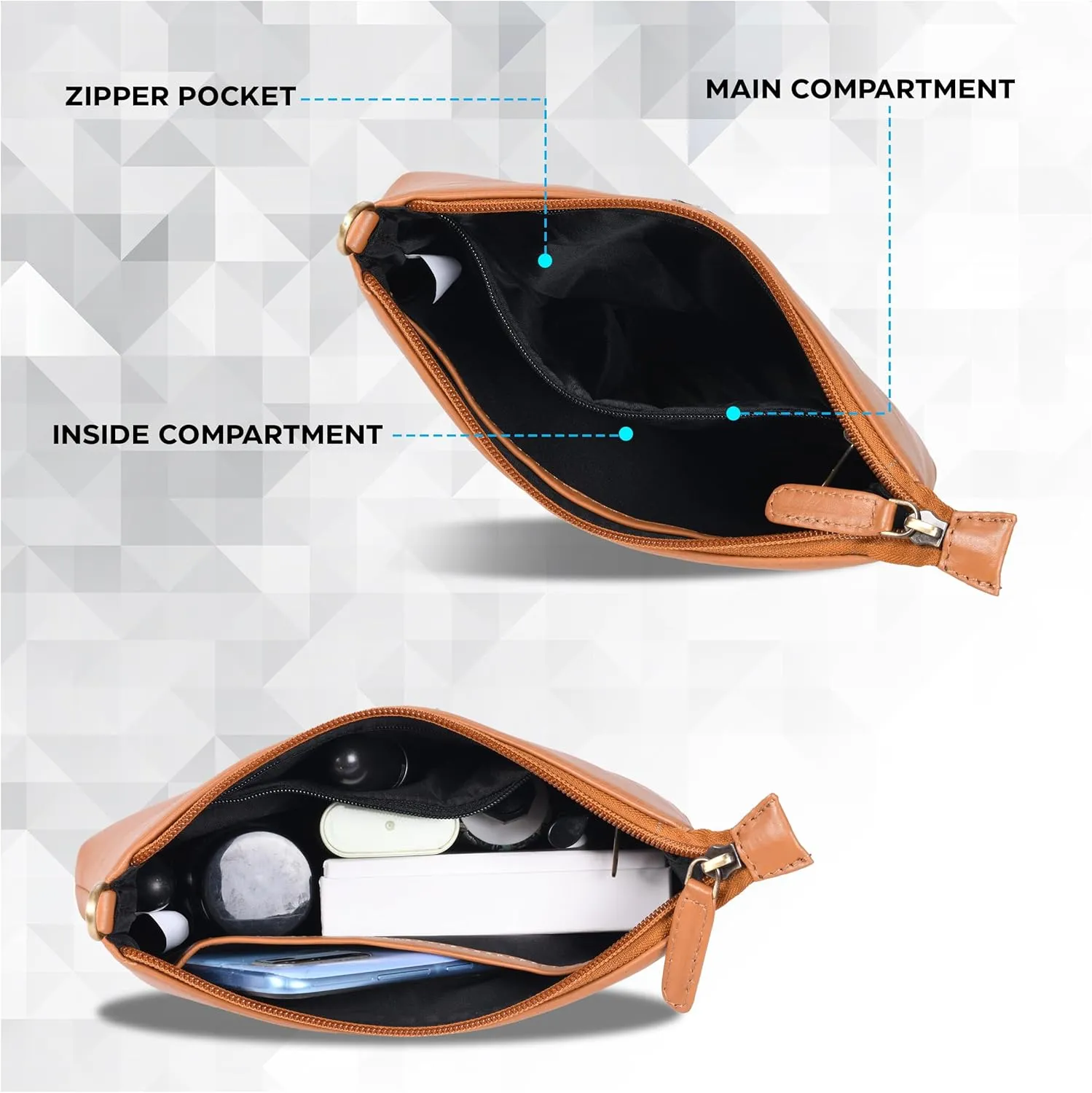 Ozora Leather Small Crossbody Purses for Women Mini Travel Purse with Adjustable Strap Leather Wristlet Purses