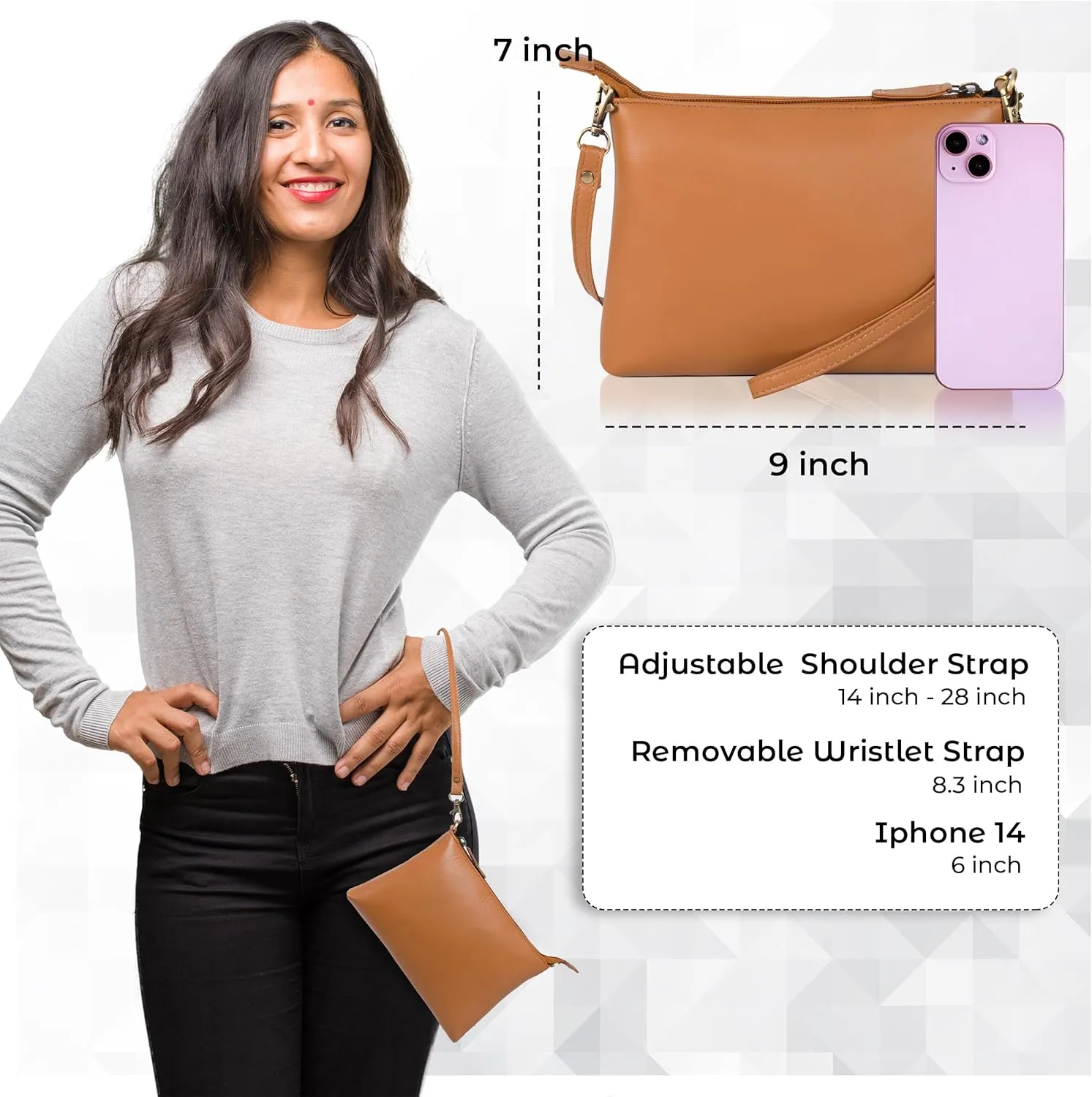 Ozora Leather Small Crossbody Purses for Women Mini Travel Purse with Adjustable Strap Leather Wristlet Purses