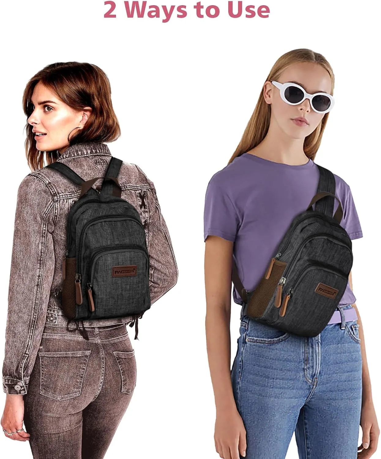 PACKISM Small Backpack Purse for Women - Convertible Sling Bag Multiple Compartment Pockets Adjustable Straps Mini Backpack