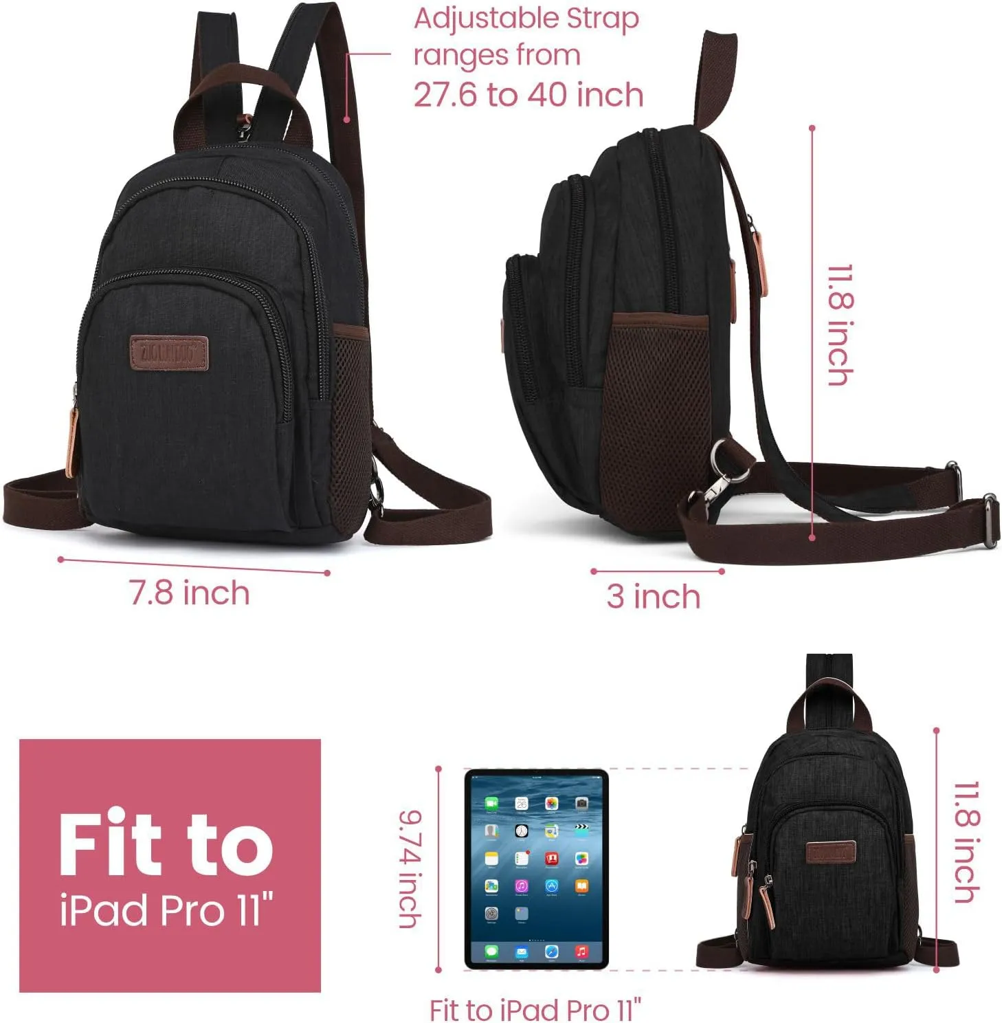 PACKISM Small Backpack Purse for Women - Convertible Sling Bag Multiple Compartment Pockets Adjustable Straps Mini Backpack
