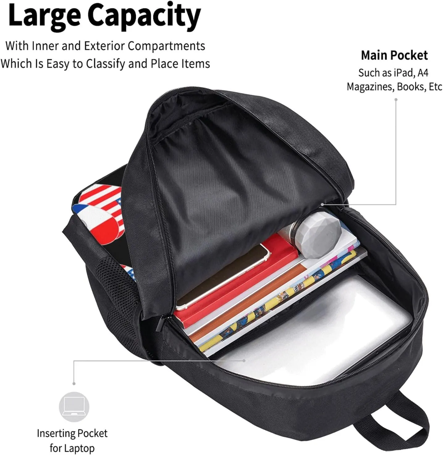 Paraguay America Flag Twin Heart for Paraguayan Americans Casual Backpacks Large Capacity Backpack Laptop Rucksack Sport Daypack Commuter Bags with Adjustable Strap for Traveling Camping