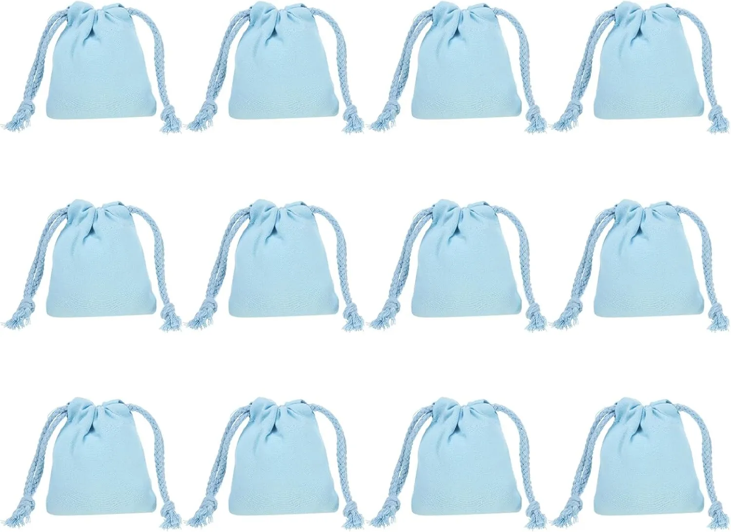 PATIKIL 100% Cotton Reusable Drawstring Bags, 3x4 Inch 12 Pack Multipurpose Washable Cotton Dust Bags, Luggage Organizer, Travel Essentials Storage Pouch, Light Blue