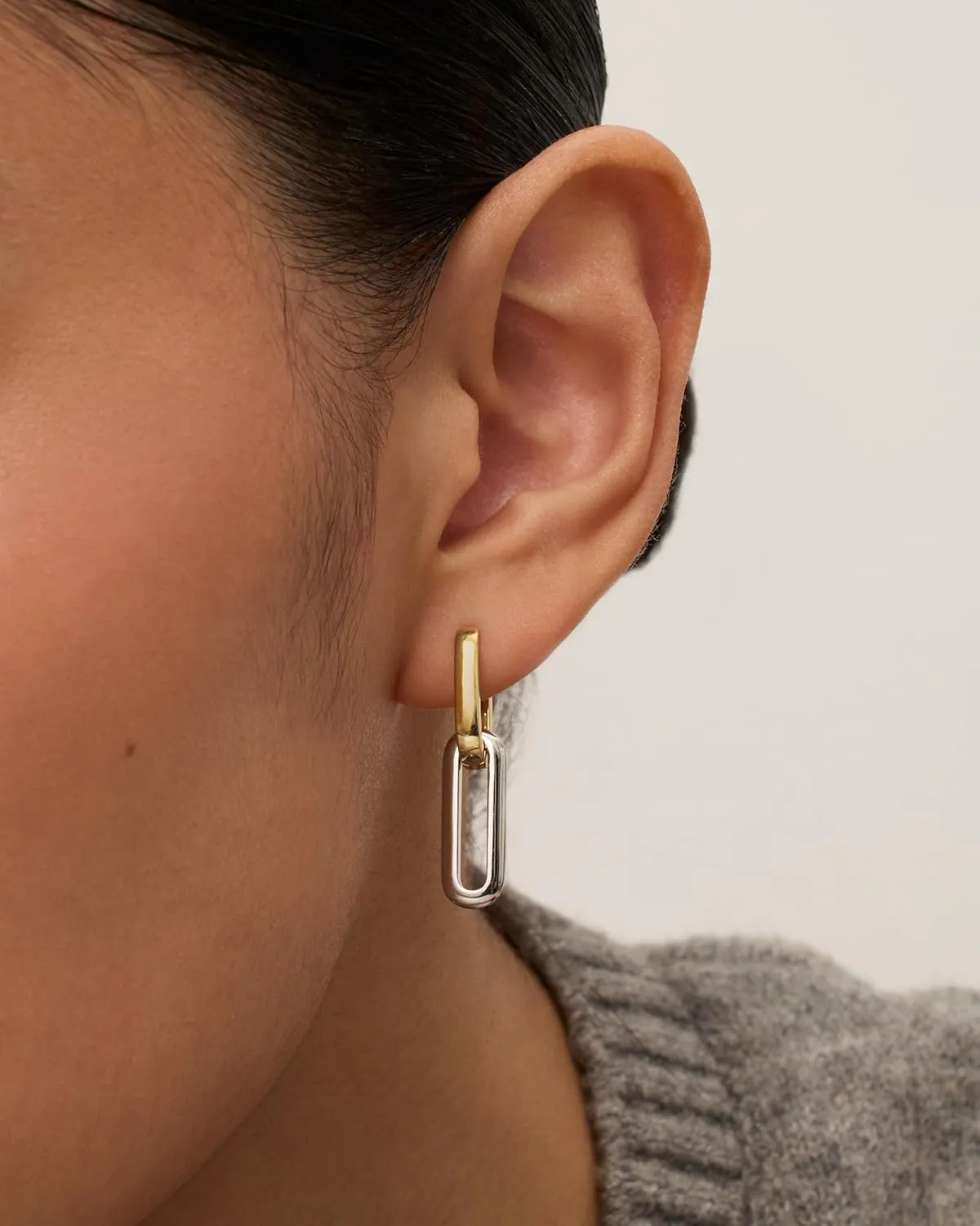 PAVOI 14K Gold Plated Convertible Paperclip Link Huggie Hoop Earrings for Women - Earscape Statement Jewelry - Trendy Cubic Zirconia Two-Toned Rope Drop Dangle Earrings