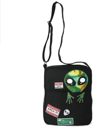 Peeking Alien Canvas Messenger Bag