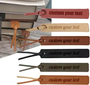 Personalized Bookmark Custom PU Leather Bookmark Personalized Your Name or Text, Page Markers Reading, Gifts for Book Lovers Readers (Black)
