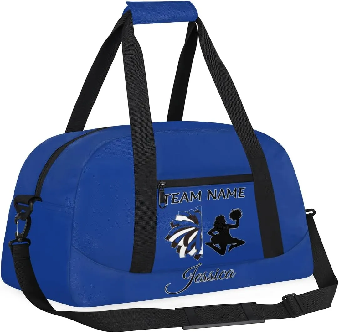 Personalized Cheer Duffle Bag for Cheerleader, Custom Cheerleading Gym Bags, Cobalt Blue Customized Cheer Duffel Bag with Name Overnight Weekender Bags