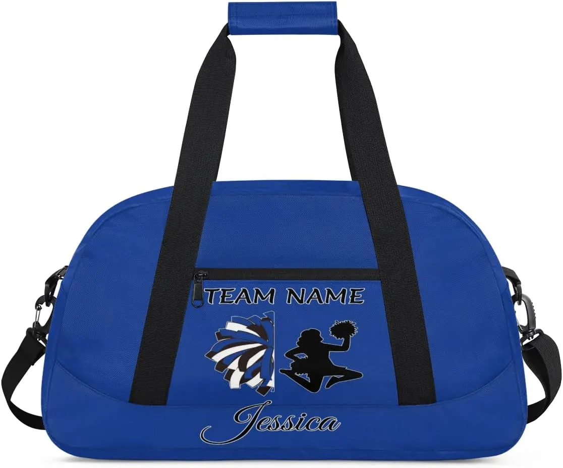 Personalized Cheer Duffle Bag for Cheerleader, Custom Cheerleading Gym Bags, Cobalt Blue Customized Cheer Duffel Bag with Name Overnight Weekender Bags