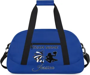 Personalized Cheer Duffle Bag for Cheerleader, Custom Cheerleading Gym Bags, Cobalt Blue Customized Cheer Duffel Bag with Name Overnight Weekender Bags