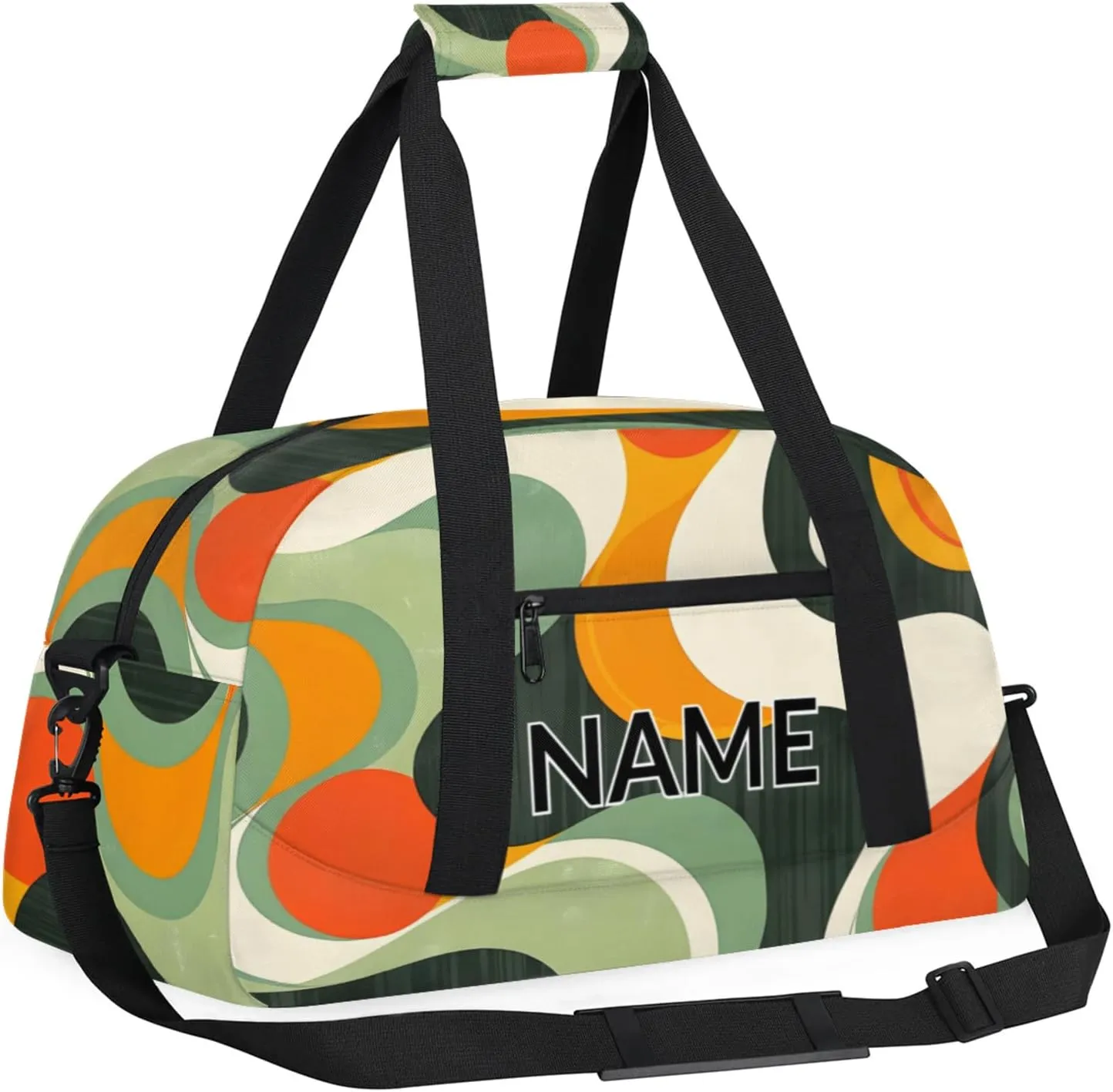 Personalized Custom Retro Waves Gym Bag for Women Men Carry on Travel Duffel Tote Swirl Fluid Vintage Overnight Workout Weekender Bag
