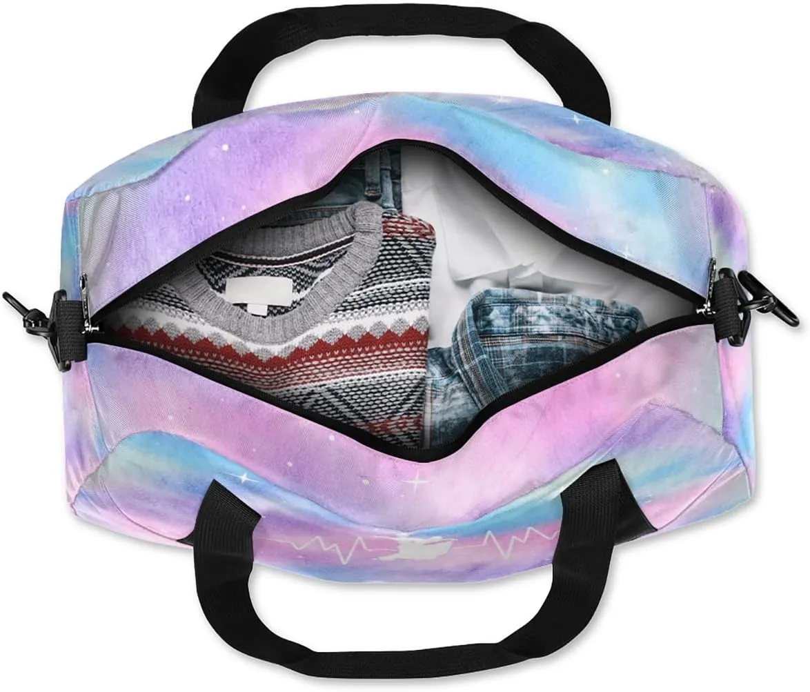 Personalized Kids Duffel Bag,Custom Sport Gym Bag for Girls,Weekender Overnight Tote Bag Carry On Duffel Bag for Travel Gymnastic Heart Beating Ballroom Dance