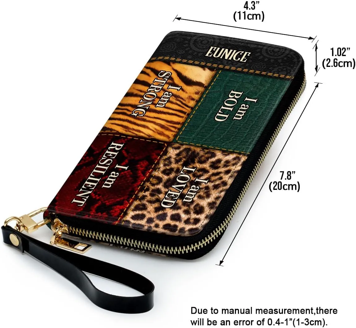 Personalized Leather Wallet For Women - I Am Bold - African Pride Woman Clutch Purse - Gifts For Black Women African Queen - Black Girl Bag Purse