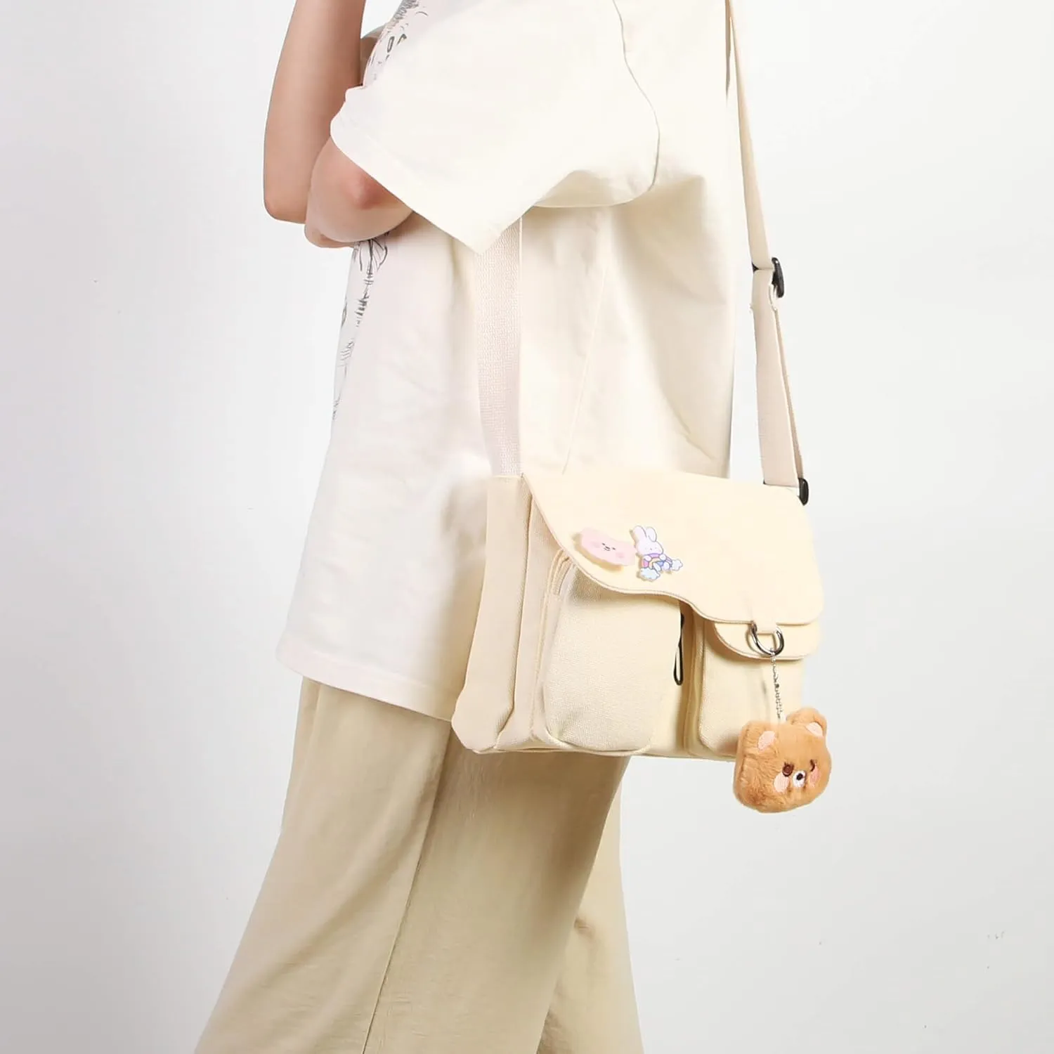 Phaoullzon Kawaii Crossbody Bag Cute Messenger Bags Canvas Shoulder Purse Gifts for Teens