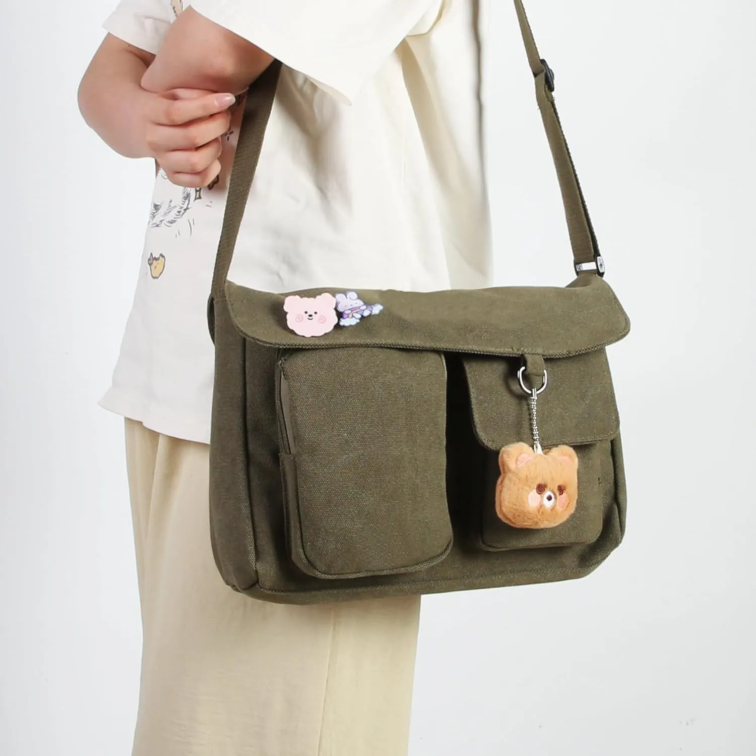 Phaoullzon Kawaii Crossbody Bag Cute Messenger Bags Canvas Shoulder Purse Gifts for Teens