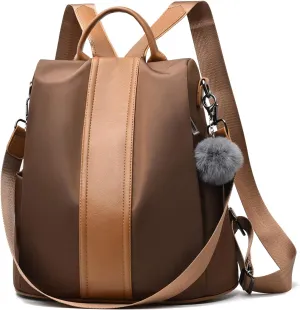 PINCNEL Women Backpack Purse Waterproof Nylon Anti-theft Rucksack Lightweight Shoulder Bag(Brown1)
