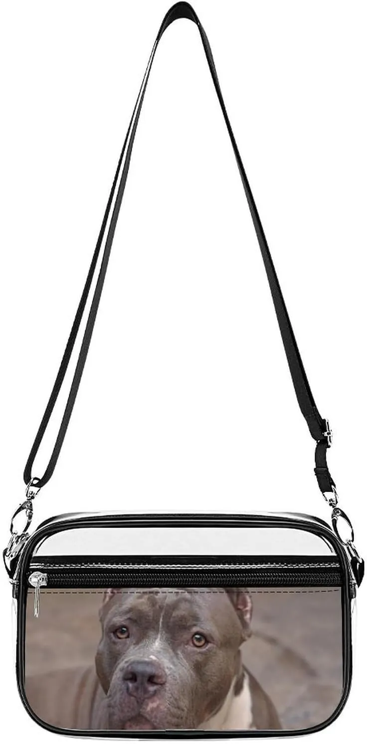 Pit Bull Dog Clear Purse Messenger Bag Crossbody Bags with Adjustable Shoulder Strap Front Pocket