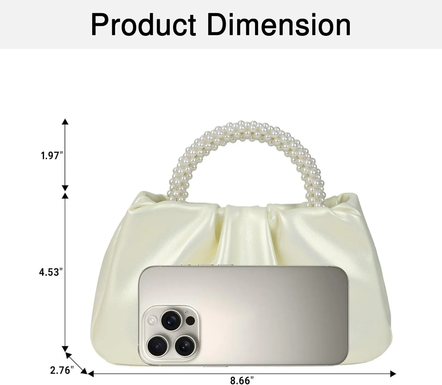 Pleated Clutch Purses for Women Soft Leather Evening Bag Pearl Handbags for Wedding Bridal Party Prom
